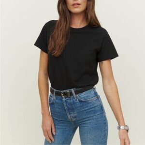 Reformation Black Crewneck Tee Size: S